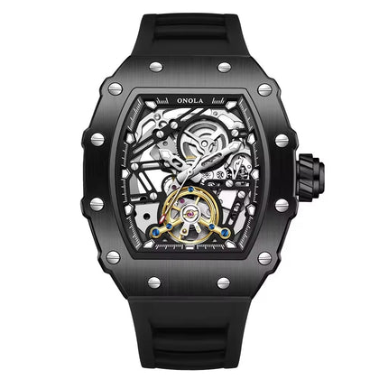 Onola 3854 Luxury Automatic Skeleton Watch for Men All Black