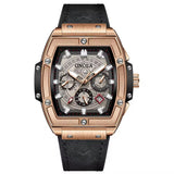 Onola 6819 Luxury Leather Watch for Men Black Rosegold