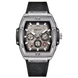 Onola 6819 Luxury Leather Watch for Men Black Silver