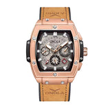 Onola 6819 Luxury Leather Watch for Men | Quartz Movement | Tonneau Dial | 30M Water Resistant