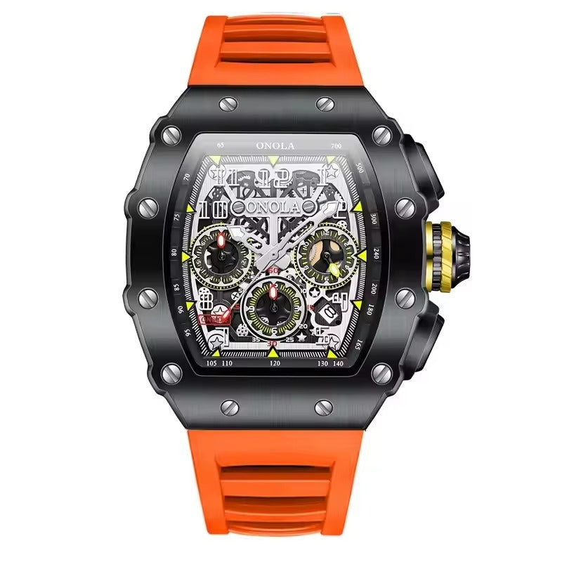 Onola 6826 Sport Quartz Watch for Men Blak Orange