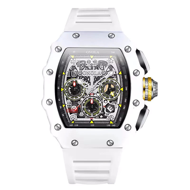 Onola 6826 Sport Quartz Watch for Men Milk White Black