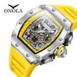 Onola 6826 Sport Quartz Watch for Men Yellow Silver Sideview