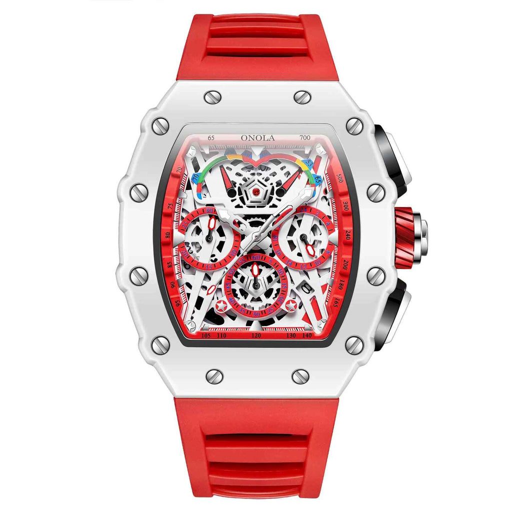 Onola 6827W Tonneau Sports Luxury Watch Red Main