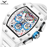 Onola 6827W Tonneau Sports Luxury Watch White SIde View