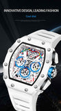Onola 6827W Tonneau Sports Luxury Watch White Side VIew Cool Dial