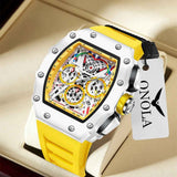 Onola 6827W Tonneau Sports Luxury Watch Yellow Sideview