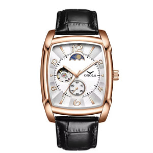 Onola 6848 Automatic Square Watch for Men Black Rosegold