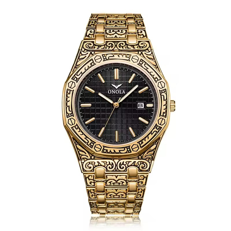 Onola 6848 Automatic Square Watch for Men Gold Black