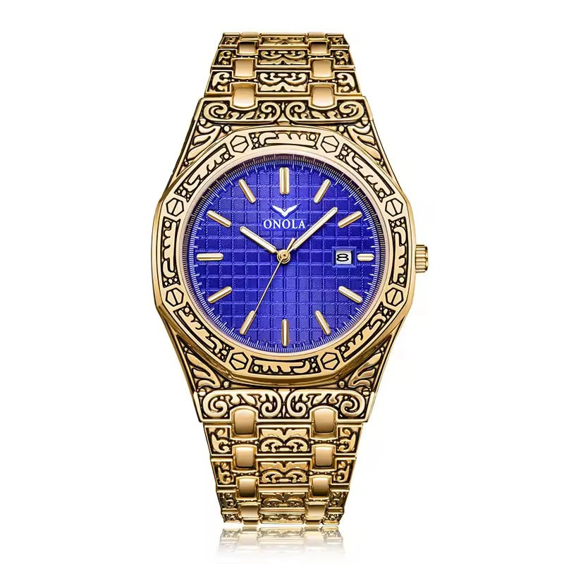 Onola 6848 Automatic Square Watch for Men Gold Blue