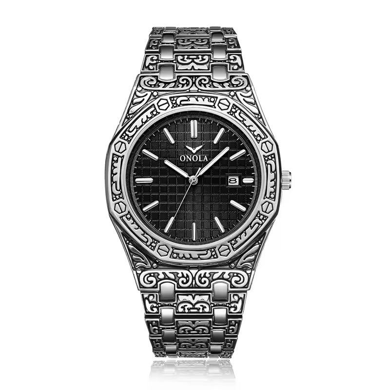 Onola 6848 Automatic Square Watch for Men Silver Black