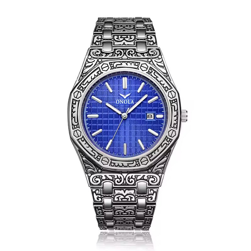 Onola 6848 Automatic Square Watch for Men Silver Blue