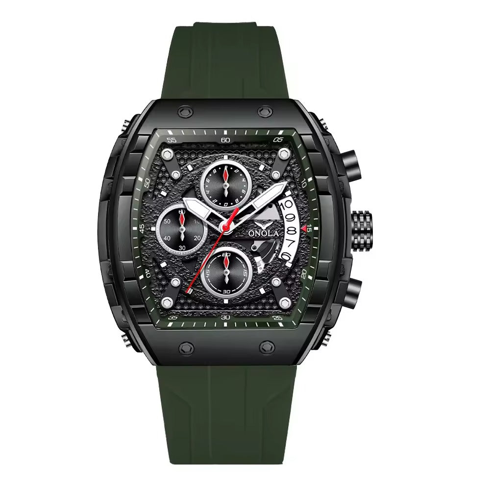 Onola 6853 Sport Luxury Quartz Watch for Men Black Green