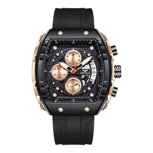 Onola 6853 Sport Luxury Quartz Watch for Men Black Rosegold
