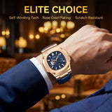 ONOLA Regal 3855 Automatic Watch for Men | Open-Heart Dial, Moonphase, Genuine Leather Strap