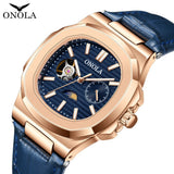 ONOLA Regal 3855 Automatic Watch for Men | Open-Heart Dial, Moonphase, Genuine Leather Strap