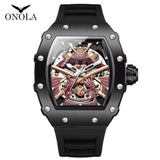 ONOLA Ronin 3865 Samurai Skeleton Automatic Watch for Men | Katana Dial, Waterproof, Silicone Strap