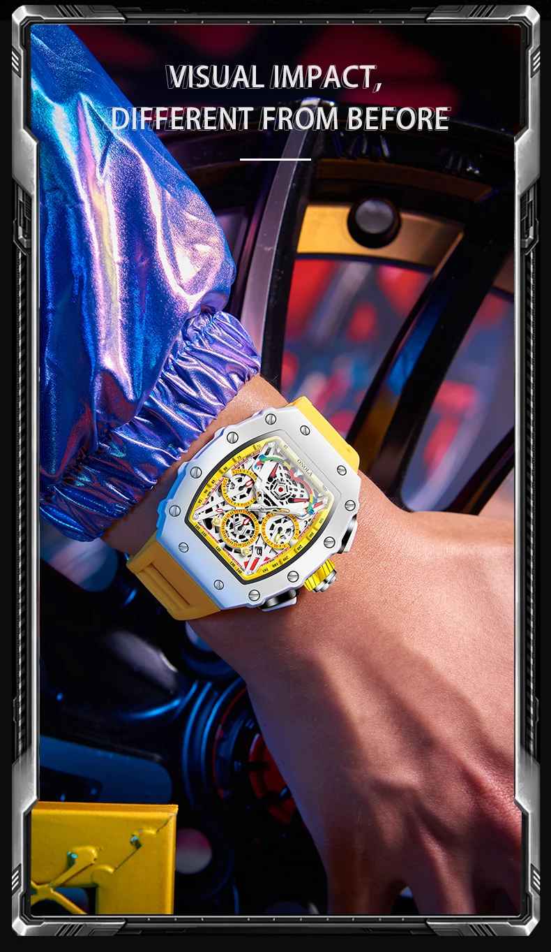 Onola 6827W Tonneau Luxury Watch for Men | Quartz Movement | Skeleton Dial | Silicone Strap | 30M Water Resistant 19 Onola 6827W Tonneau Luxury Watch for Men | Quartz Movement | Skeleton Dial | Silicone Strap | 30M Water Resistant - Image 18