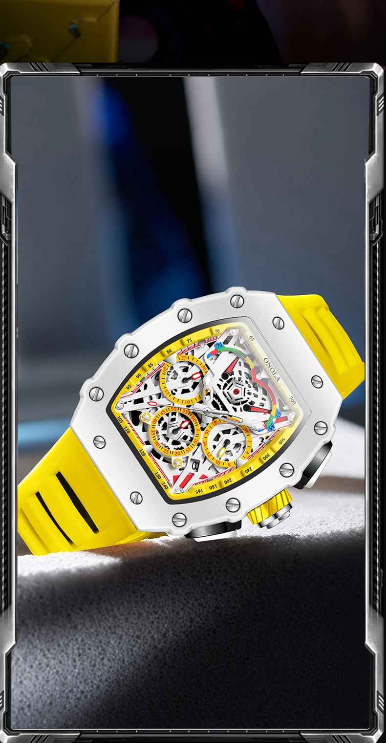 Onola 6827W Tonneau Luxury Watch for Men | Quartz Movement | Skeleton Dial | Silicone Strap | 30M Water Resistant 24 Onola 6827W Tonneau Luxury Watch for Men | Quartz Movement | Skeleton Dial | Silicone Strap | 30M Water Resistant - Image 23