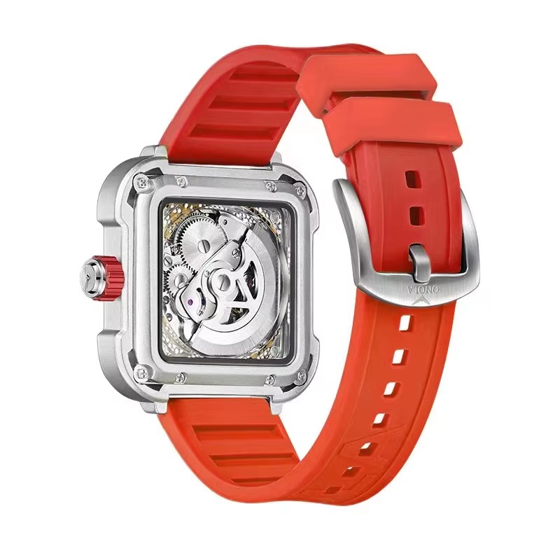 Onola 3831 Automatic Skeleton Watch for Men | Square Dial | Silicone Strap | Luxury Mechanical Watch 10 Onola 3831 Automatic Skeleton Watch for Men | Square Dial | Silicone Strap | Luxury Mechanical Watch - Image 9